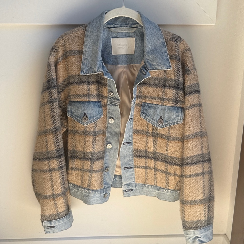 Citizens of Humanity Plaid Denim Trim Jacket XS (Fits S) Retail $595